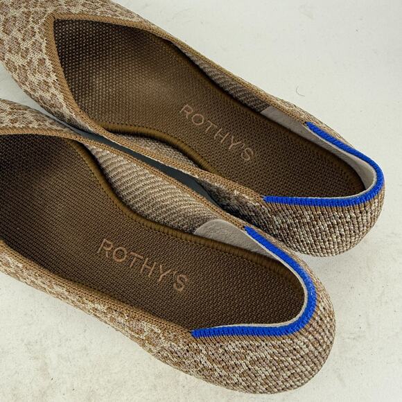 Rothy’s The Point Driftwood Spot Flats Women's 5 Brown Leopard Ballet Shoes - Picture 8 of 10